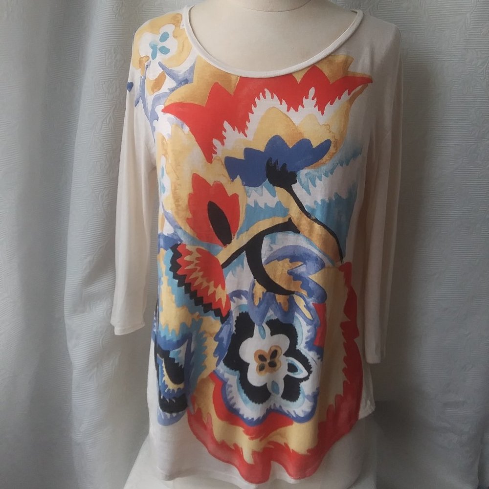 Lucky Brand | Oversized Fit Bold Orange Yellow Artist Long Sleeve T-Shirt | XS